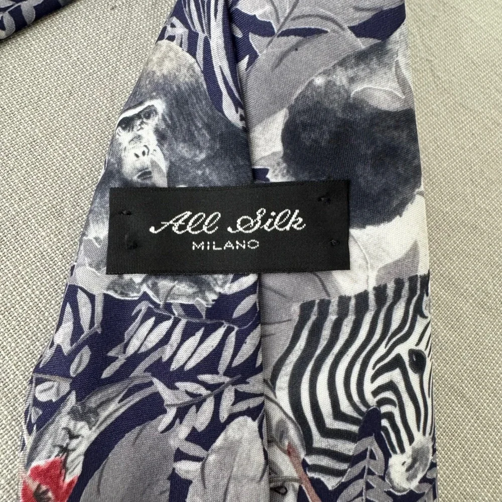 Wild Animal Silk Tie Gray/Black/Brown‎